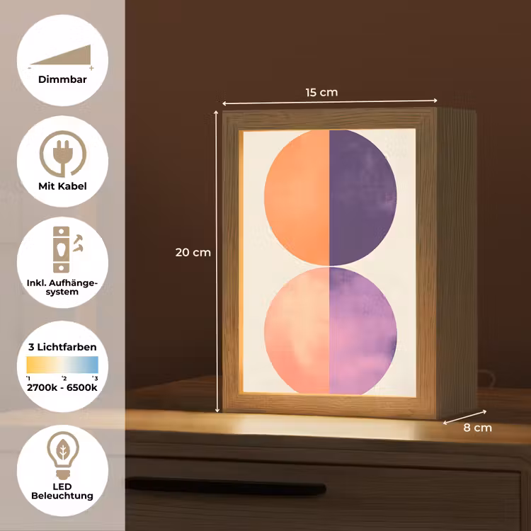 Abstract - Cirkels - Paars Light Box met kabel (Tafellamp) klein -USP_DE