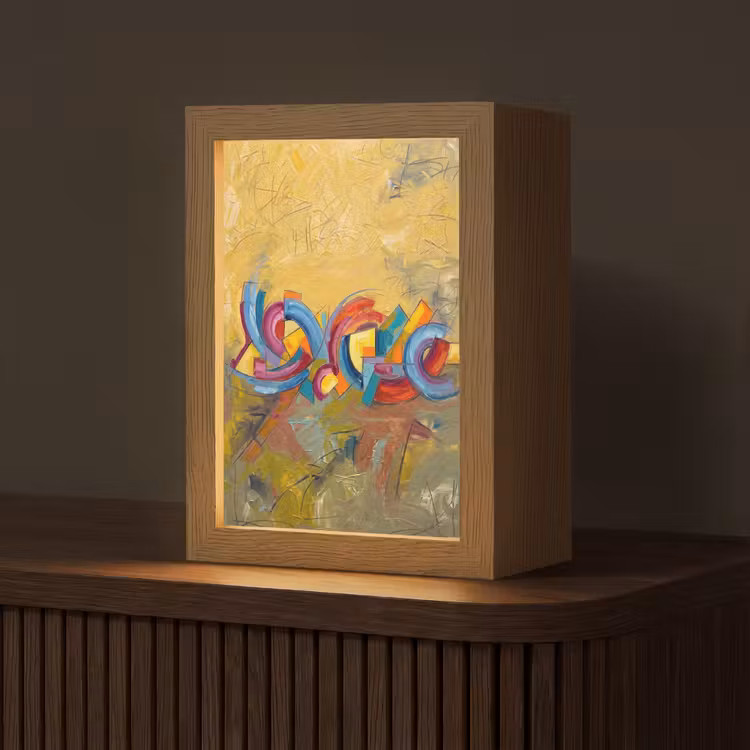Abstract - Cirkels - Schilderij - Kleurrijk - Dynamisch Light Box met kabel (Tafellamp) klein -z3d_website