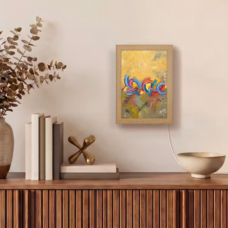 Abstract - Cirkels - Schilderij - Kleurrijk - Dynamisch Light Box met kabel (Tafellamp) klein -sfeer2