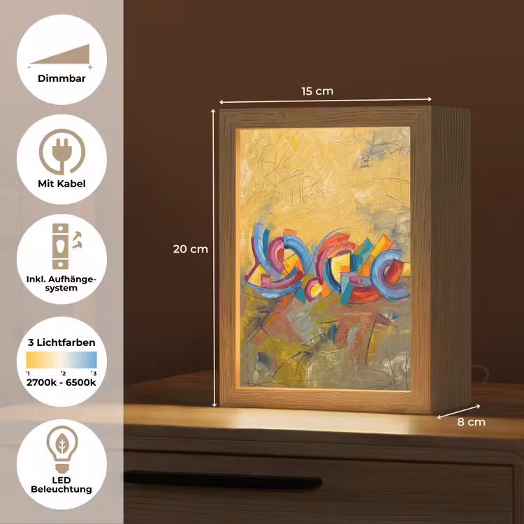 Abstract - Cirkels - Schilderij - Kleurrijk - Dynamisch Light Box met kabel (Tafellamp) klein -USP_DE