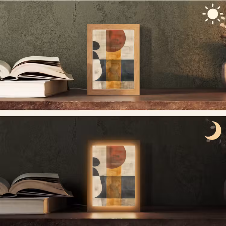Abstract - Kunst - Vormen - Modern Light Box met kabel (Tafellamp) klein -sfeer3