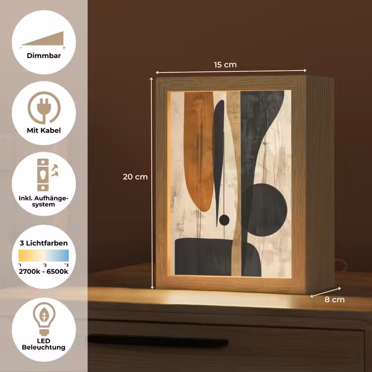 Abstract - Kunst - Vormen - Modern Light Box met kabel (Tafellamp) klein -USP_DE