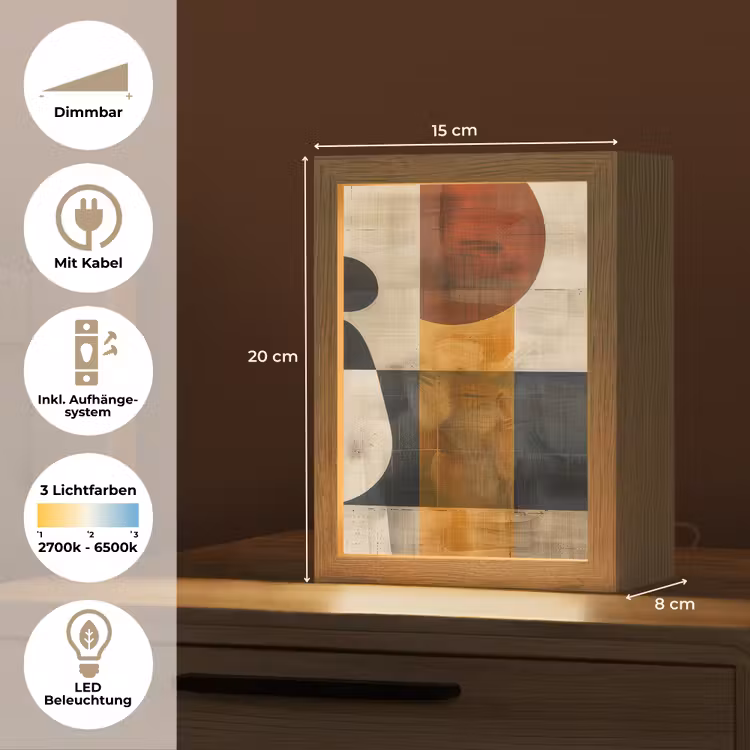 Abstract - Kunst - Vormen - Modern Light Box met kabel (Tafellamp) klein -USP_DE