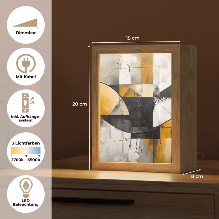Abstract - Kunst - Geometrisch - Aesthetic Light Box met kabel (Tafellamp) klein -USP_DE