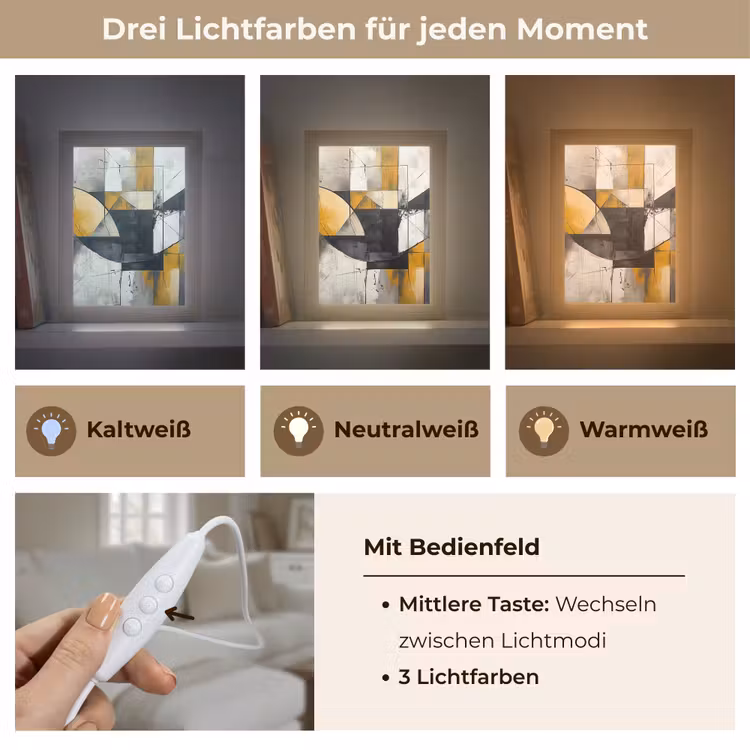Abstract - Kunst - Geometrisch - Aesthetic Light Box met kabel (Tafellamp) klein -USP_lichtkleurDE