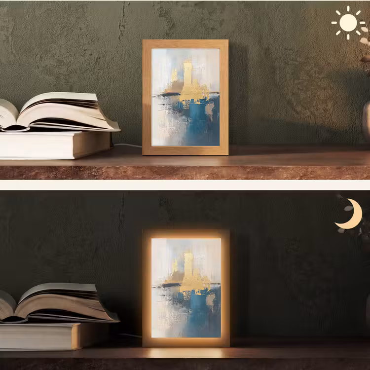 Abstract - Kunst - Goud Light Box met kabel (Tafellamp) klein -sfeer3