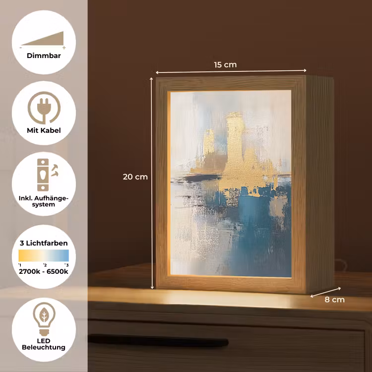 Abstract - Kunst - Goud Light Box met kabel (Tafellamp) klein -USP_DE