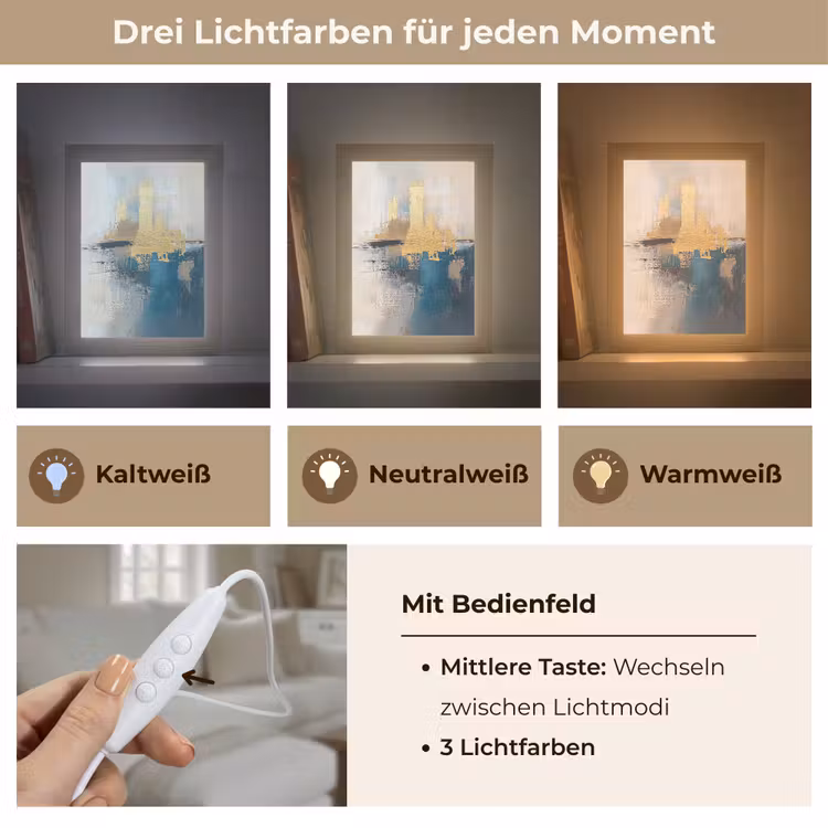 Abstract - Kunst - Goud Light Box met kabel (Tafellamp) klein -USP_lichtkleurDE