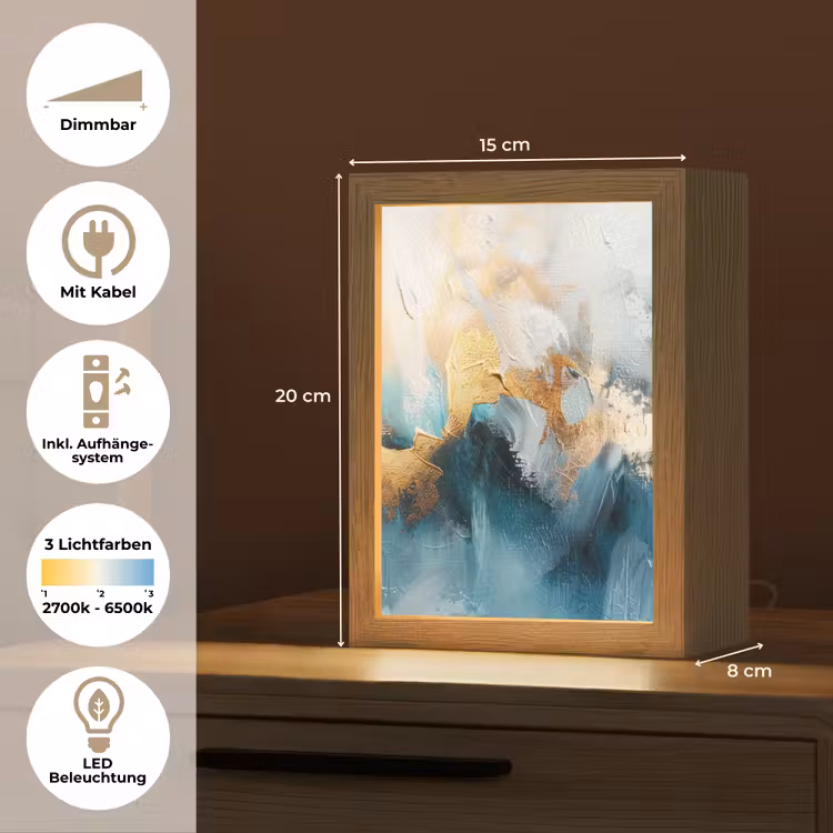 Abstract - Kunst - Gold - Blauw Light Box met kabel (Tafellamp) klein -USP_DE