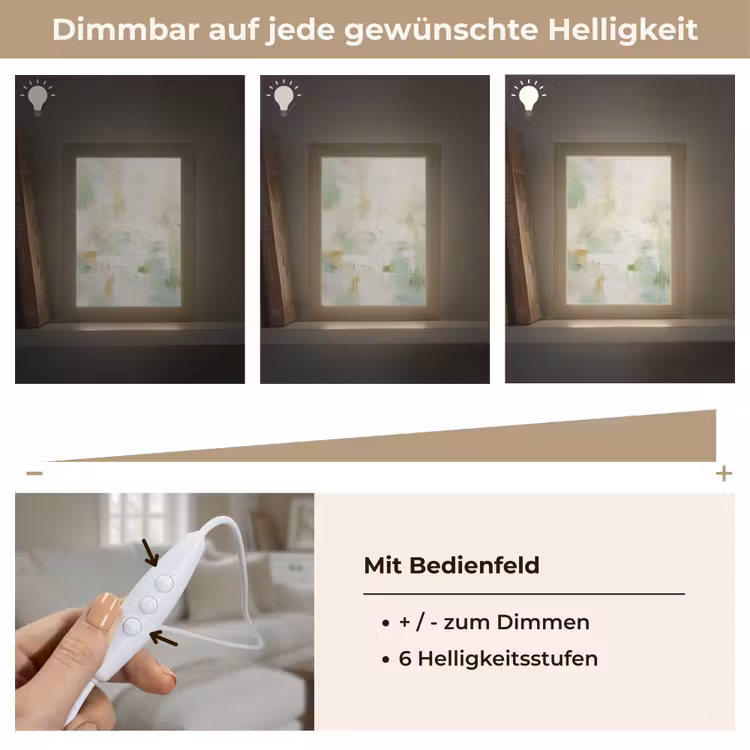 Abstract - Kunst - Wit - Groen - Modern Light Box met kabel (Tafellamp) klein -USP_dimbaarDE