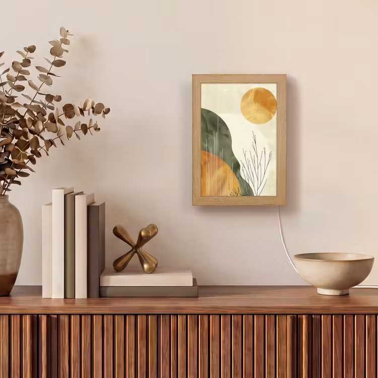 Abstract - Landschap - Zon - Kunst Light Box met kabel (Tafellamp) klein -sfeer2