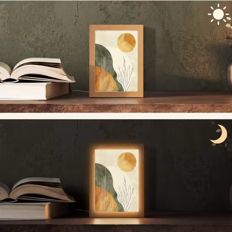 Abstract - Landschap - Zon - Kunst Light Box met kabel (Tafellamp) klein -sfeer3