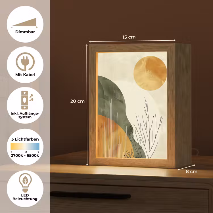 Abstract - Landschap - Zon - Kunst Light Box met kabel (Tafellamp) klein -USP_DE