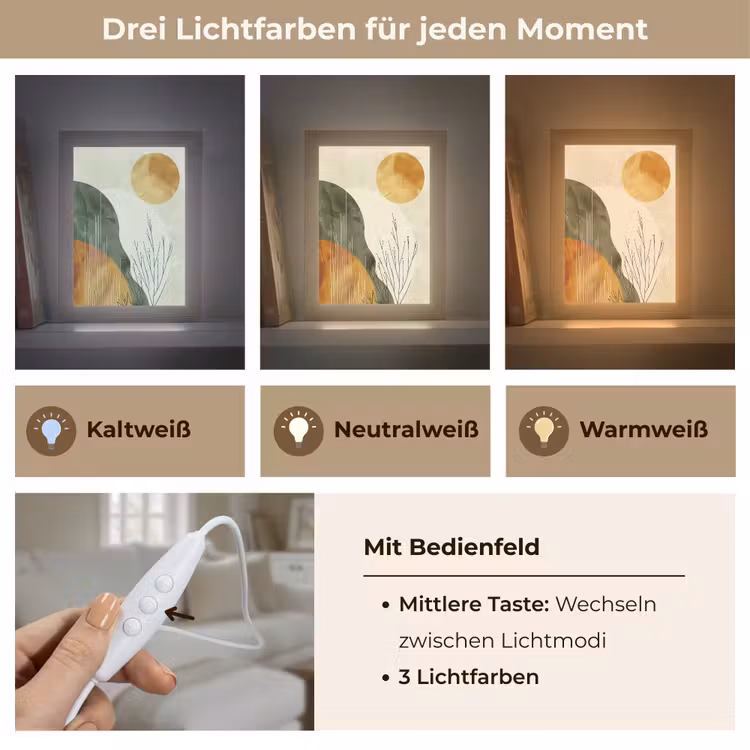 Abstract - Landschap - Zon - Kunst Light Box met kabel (Tafellamp) klein -USP_lichtkleurDE