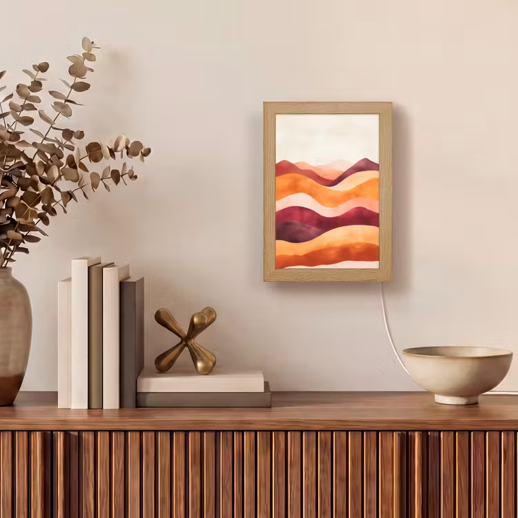 Abstract - Landschap - Golven Light Box met kabel (Tafellamp) klein -sfeer2