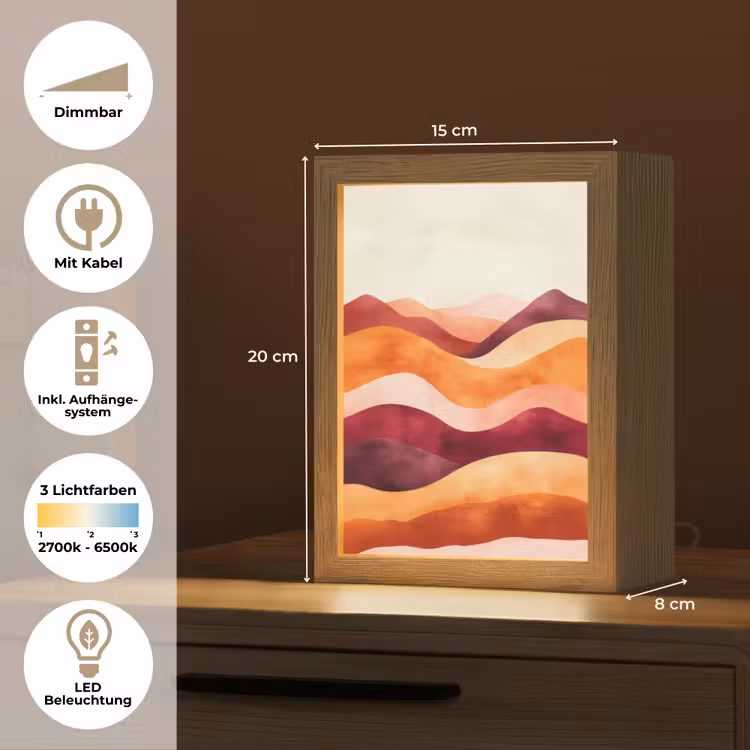 Abstract - Landschap - Golven Light Box met kabel (Tafellamp) klein -USP_DE