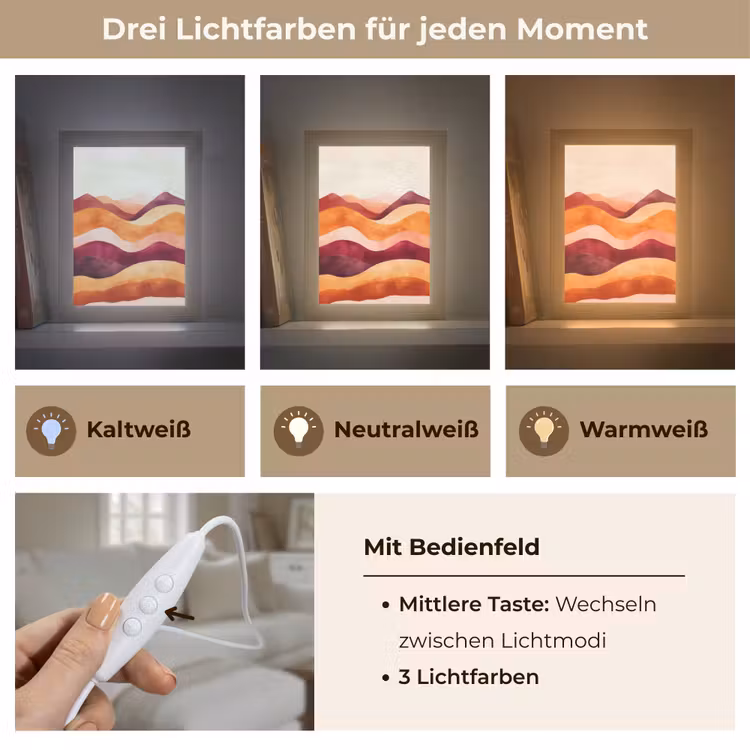 Abstract - Landschap - Golven Light Box met kabel (Tafellamp) klein -USP_lichtkleurDE