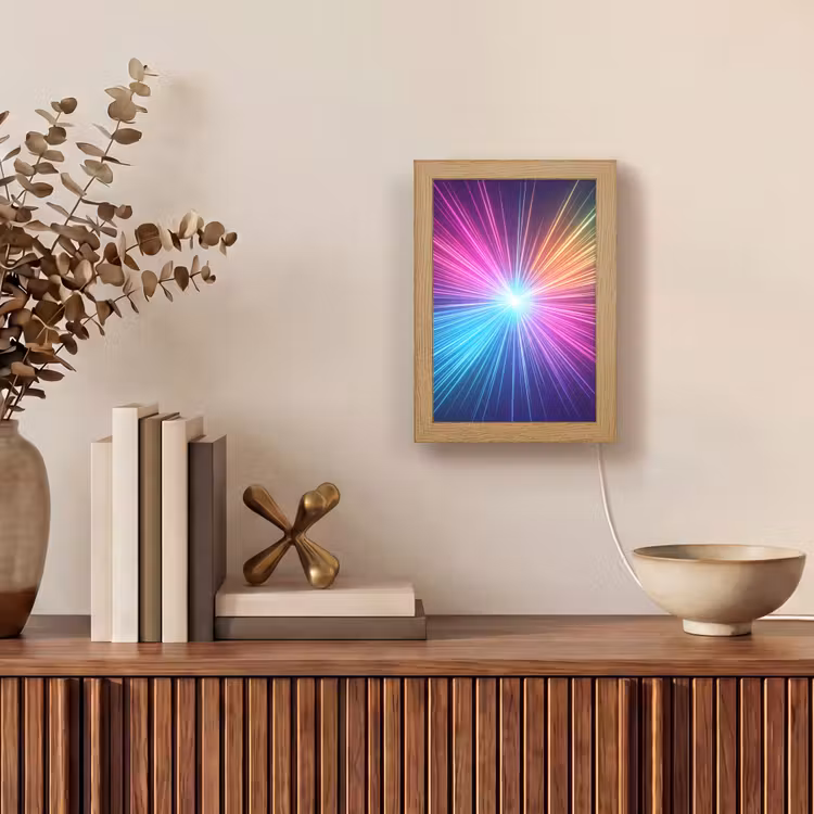 Abstract - Light - Burst - Modern - Colorful Light Box met kabel (Tafellamp) klein -sfeer2
