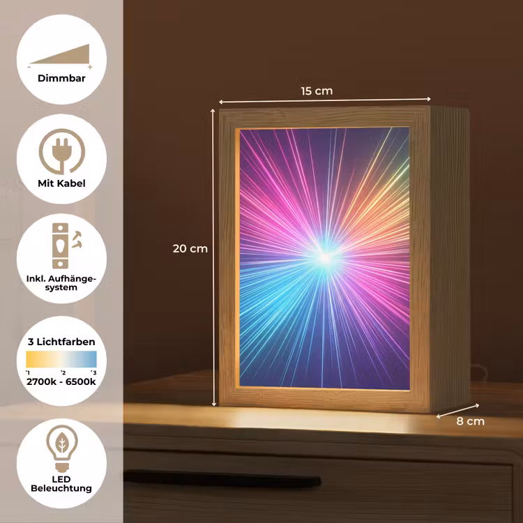 Abstract - Light - Burst - Modern - Colorful Light Box met kabel (Tafellamp) klein -USP_DE