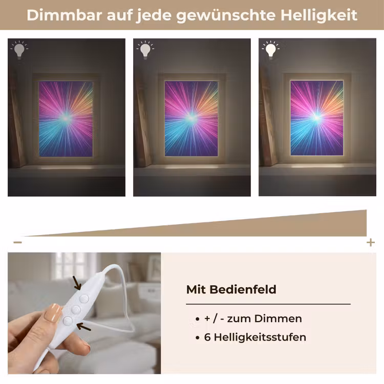 Abstract - Light - Burst - Modern - Colorful Light Box met kabel (Tafellamp) klein -USP_dimbaarDE