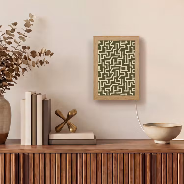 Abstract - Lijnen - Groen Light Box met kabel (Tafellamp) klein 925 -sfeer2