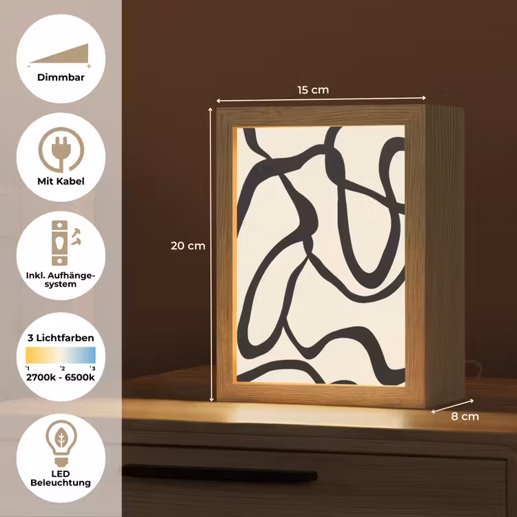 Abstract - Lijnen - Modern - Beige Light Box met kabel (Tafellamp) klein -USP_DE