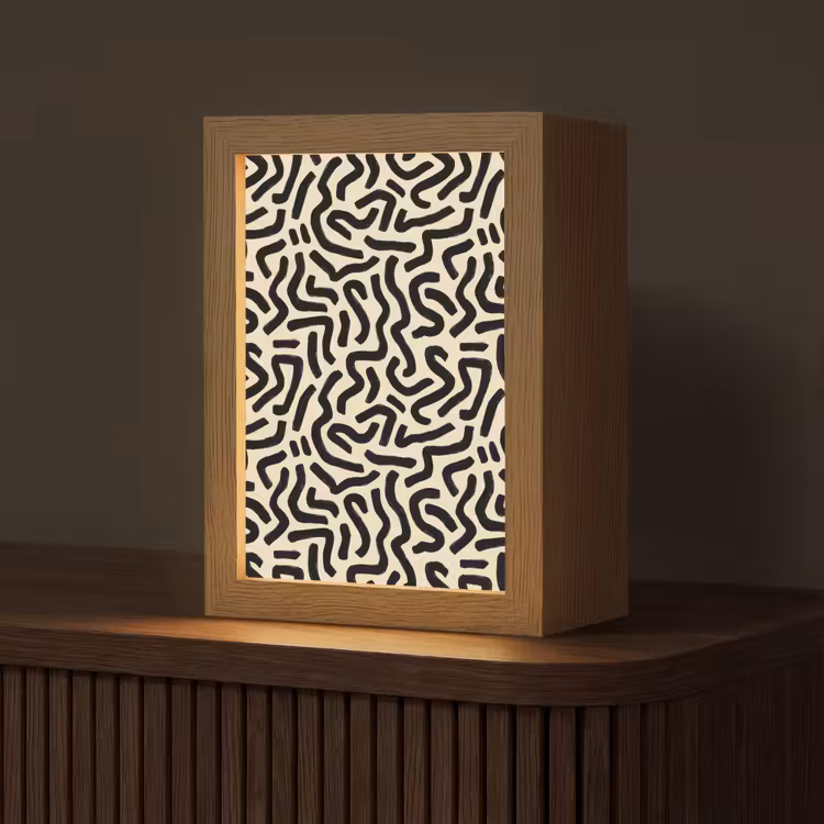 Abstract - Lijnen - Zwart Light Box met kabel (Tafellamp) klein 925 -z3d_website