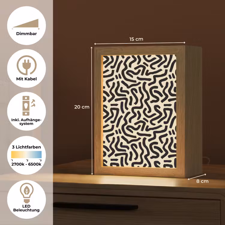 Abstract - Lijnen - Zwart Light Box met kabel (Tafellamp) klein 925 -USP_DE