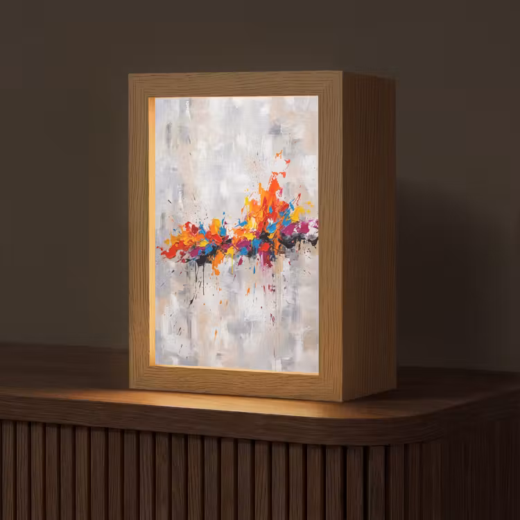Abstract - Schilderij - Kleurrijk - Dynamisch Light Box met kabel (Tafellamp) klein -z3d_website
