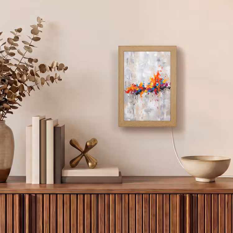 Abstract - Schilderij - Kleurrijk - Dynamisch Light Box met kabel (Tafellamp) klein -sfeer2