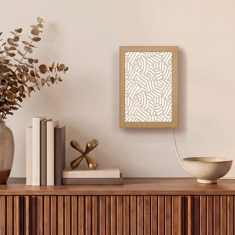 Abstract - Modern - Beige Light Box met kabel (Tafellamp) klein 925 -sfeer2