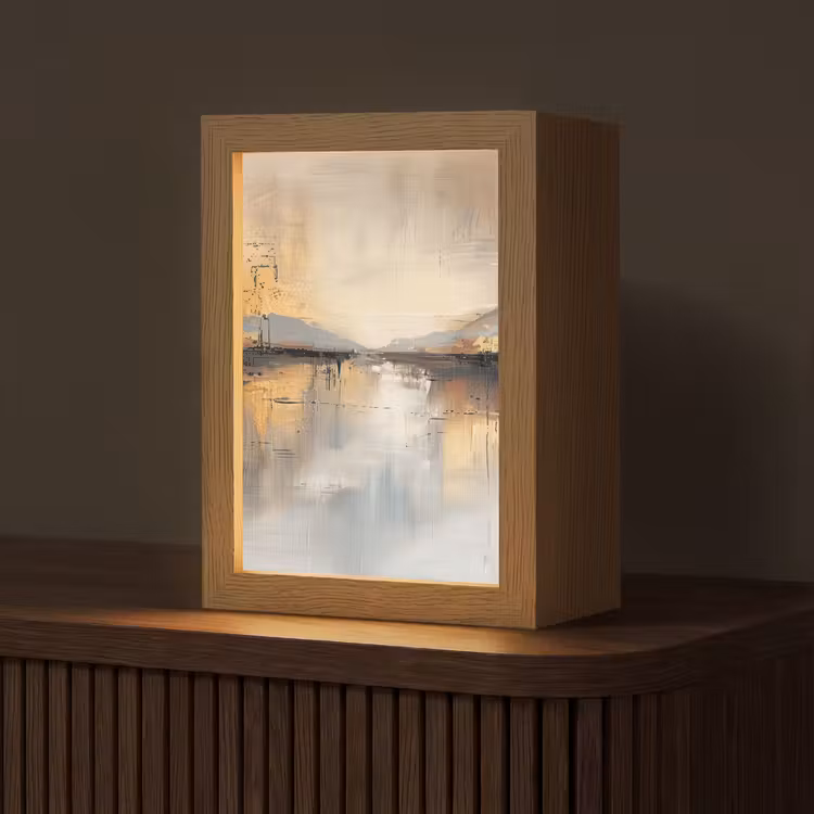 Abstract - Modern - Beige - Aesthetic - Goud Light Box met kabel (Tafellamp) klein -z3d_website