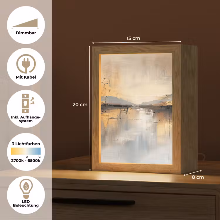 Abstract - Modern - Beige - Aesthetic - Goud Light Box met kabel (Tafellamp) klein -USP_DE