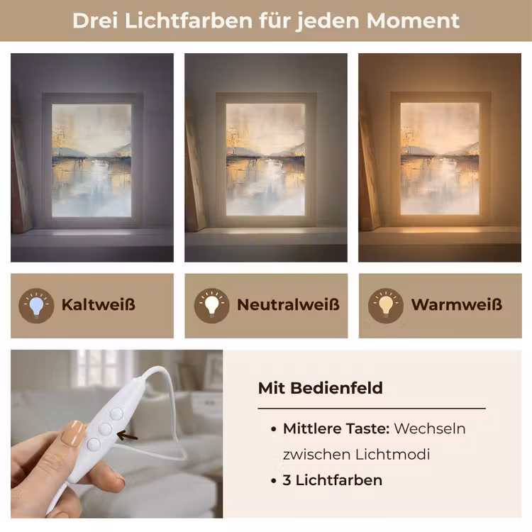 Abstract - Modern - Beige - Aesthetic - Goud Light Box met kabel (Tafellamp) klein -USP_lichtkleurDE