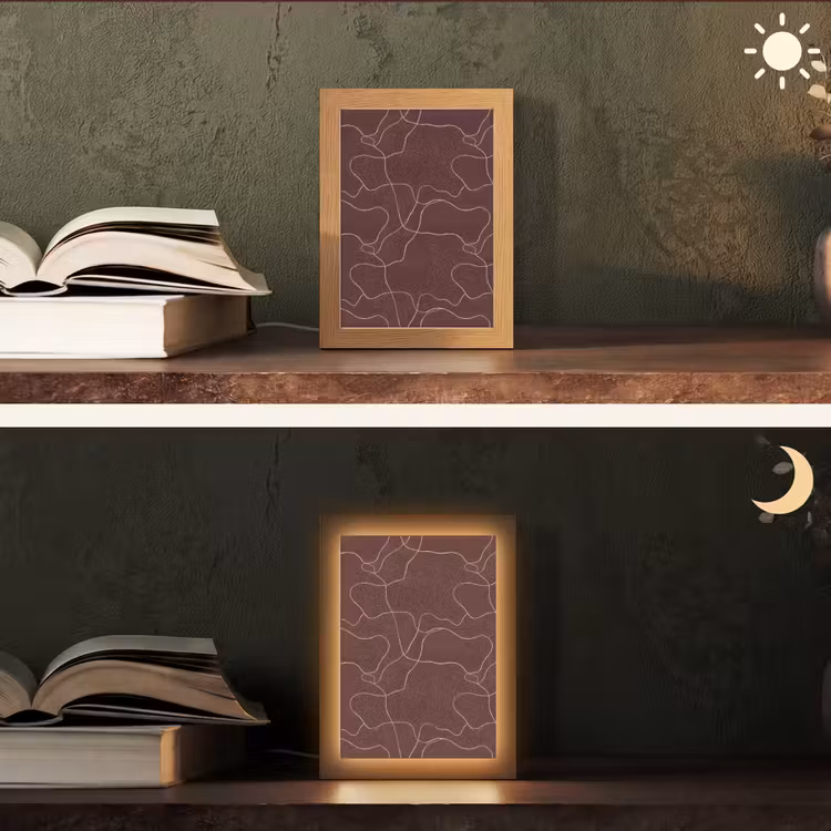 Abstract - Modern - Bruin Light Box met kabel (Tafellamp) klein 925 -sfeer3