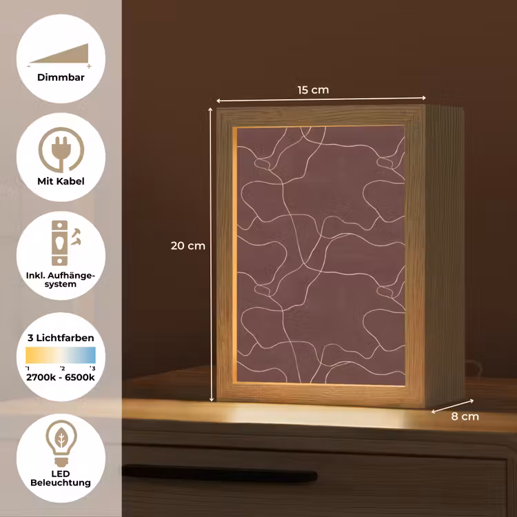 Abstract - Modern - Bruin Light Box met kabel (Tafellamp) klein 925 -USP_DE
