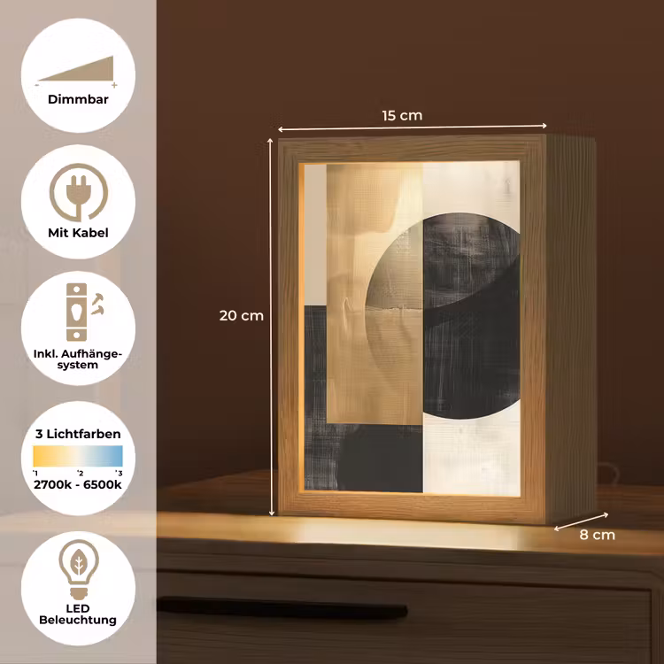 Abstract - Modern - Zwart - Goud Light Box met kabel (Tafellamp) klein -USP_DE