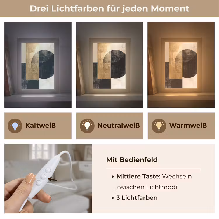 Abstract - Modern - Zwart - Goud Light Box met kabel (Tafellamp) klein -USP_lichtkleurDE