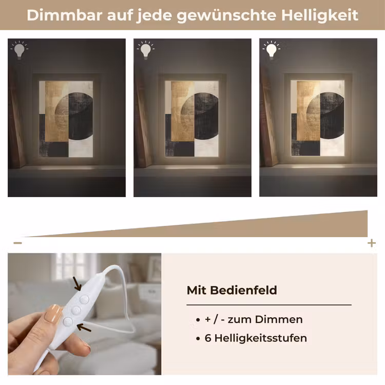 Abstract - Modern - Zwart - Goud Light Box met kabel (Tafellamp) klein -USP_dimbaarDE