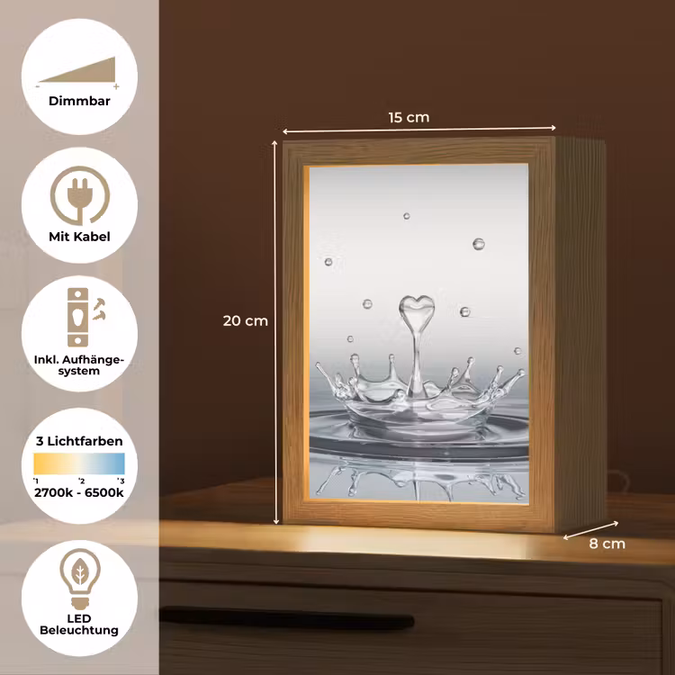 Abstract - Modern - Water - Hart Light Box met kabel (Tafellamp) klein -USP_DE