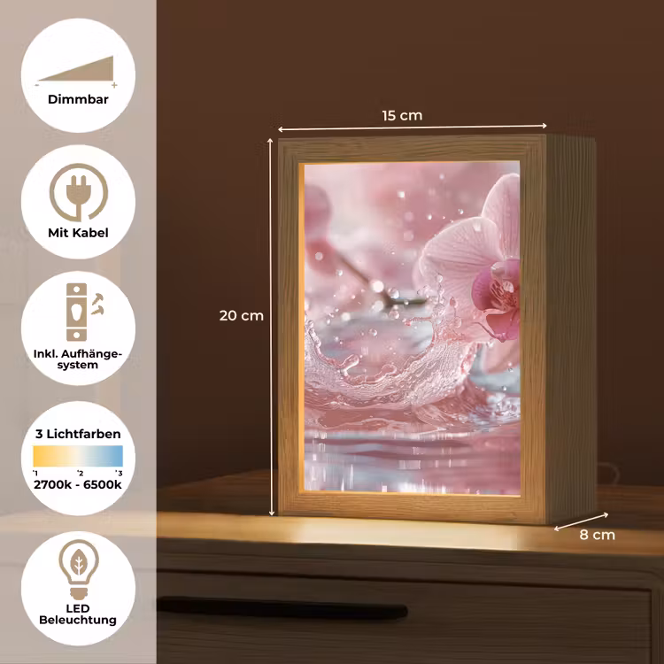Abstract - Modern - Water - Orchidee Light Box met kabel (Tafellamp) klein -USP_DE