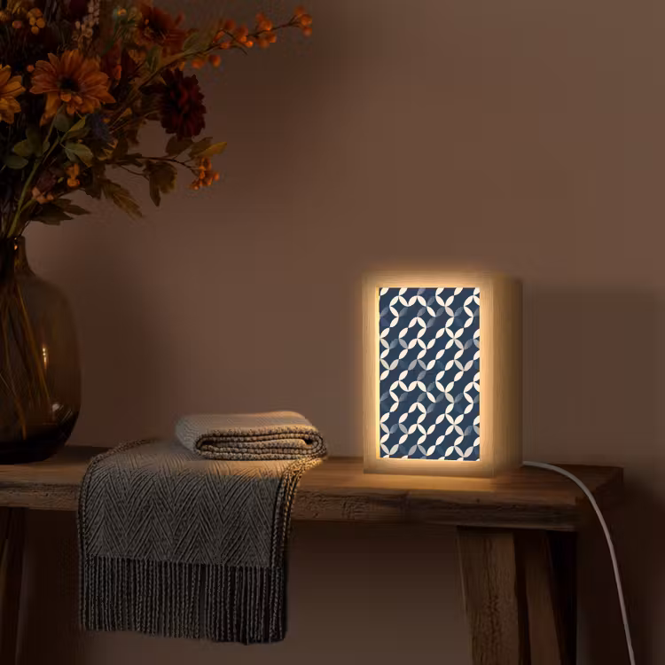 Abstract - Patroon - Blauw Light Box met kabel (Tafellamp) klein 925 -sfeer4