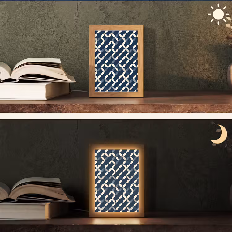 Abstract - Patroon - Blauw Light Box met kabel (Tafellamp) klein 925 -sfeer3
