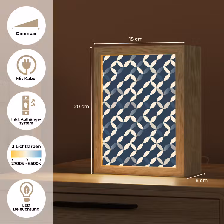 Abstract - Patroon - Blauw Light Box met kabel (Tafellamp) klein 925 -USP_DE
