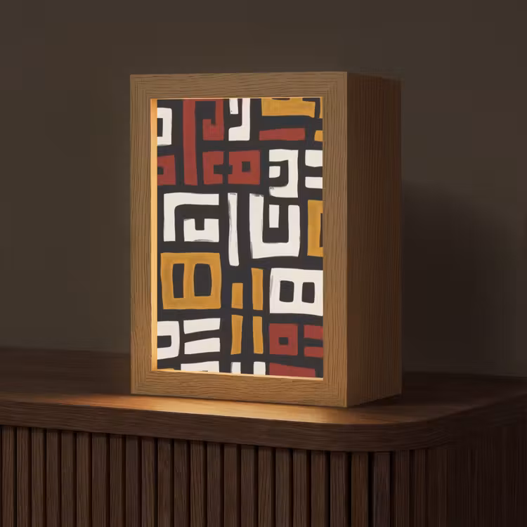 Abstract - Patroon - Rood Light Box met kabel (Tafellamp) klein -z3d_website