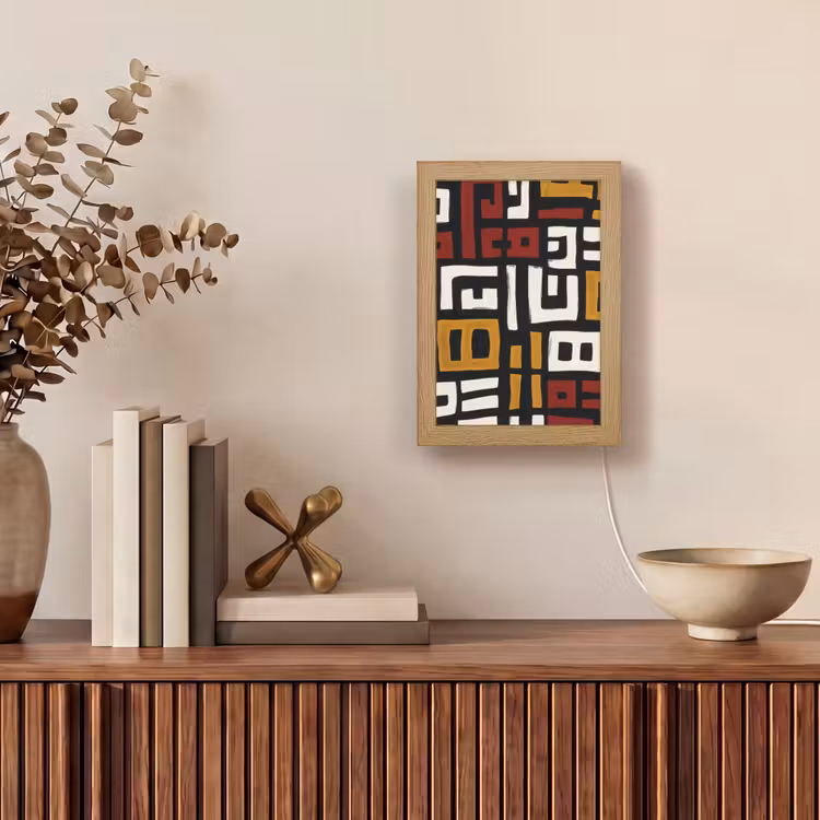 Abstract - Patroon - Rood Light Box met kabel (Tafellamp) klein -sfeer2