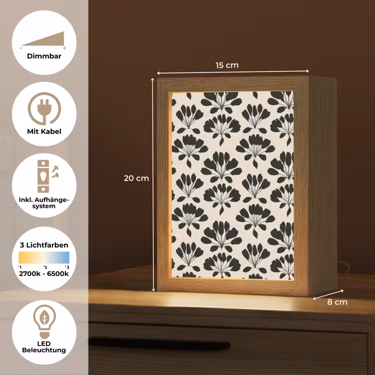 Abstract - Patroon - Zwart Light Box met kabel (Tafellamp) klein 925 -USP_DE