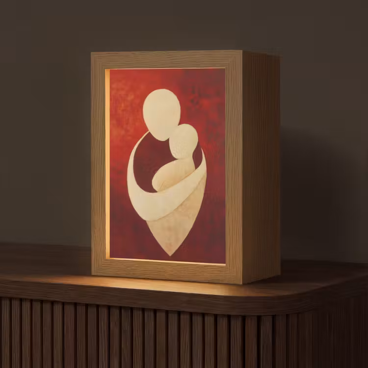 Abstract - Moeder - Kind - Rood Light Box met kabel (Tafellamp) klein -z3d_website