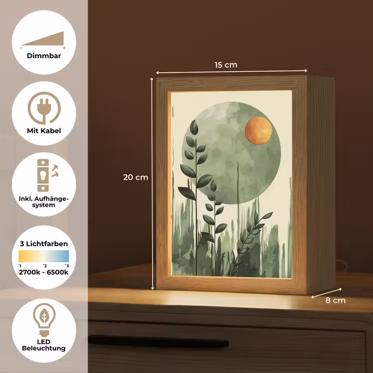 Abstract - Natuur - Kunst - Zon - Modern Light Box met kabel (Tafellamp) klein -USP_DE