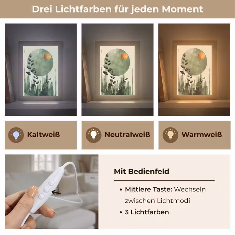 Abstract - Natuur - Kunst - Zon - Modern Light Box met kabel (Tafellamp) klein -USP_lichtkleurDE